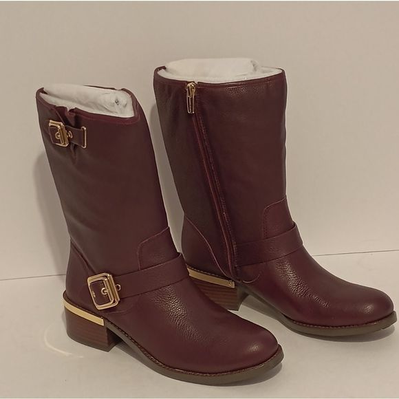 VINCE CAMUTO WOMENS WINDY LEATHER MOTO FASHION MID-CALF BOOTS SiZE 7M - Picture 4 of 5